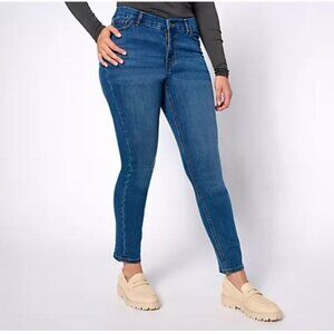 Denim & Co. Easy Stretch Denim Petite Straight Leg Functional Jean - Petite 14
